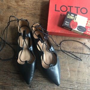 TopShop Black Leather Kingdom Lace Up Shoes 37